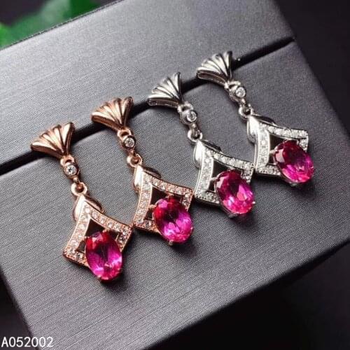 KJJEAXCMY fine jewelry natural pink topaz 925 sterling silver women earrings new Ear Studs support test fashion