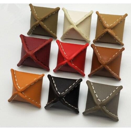 10pcs/bag Color Hand-sewn Windbreaker Coat Buckle Handmade Square Pagoda Buckle Leather Decorative Buckle