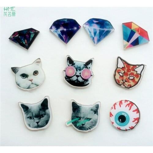Creative Cartoon Diamond Badges 3D Acrylic Cute Kitty Brooch Pin On Badge For Clothes Bags Shoes Perfect Kids