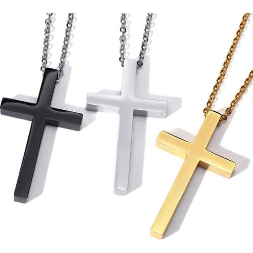 2021 Fashion And Korean Version Jewelry Christian Cross Stainless Steel Jesus Cross Charm Pendant Necklace Suitable For Men