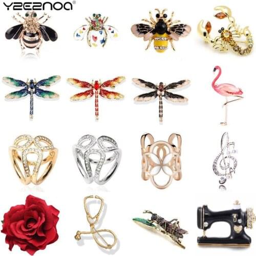 Multi Flamingo Crystal Insect Brooch Beetles Brooches Pin Fashion Brooch For Women Pins Scarf Clip Jewelry Broach Bouquet