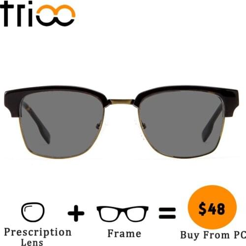 TRIOO For Nearsighted Driver Sungalsses with Diopters Prescription Sun Glasses for men Classic Designer Square Eye Glasses