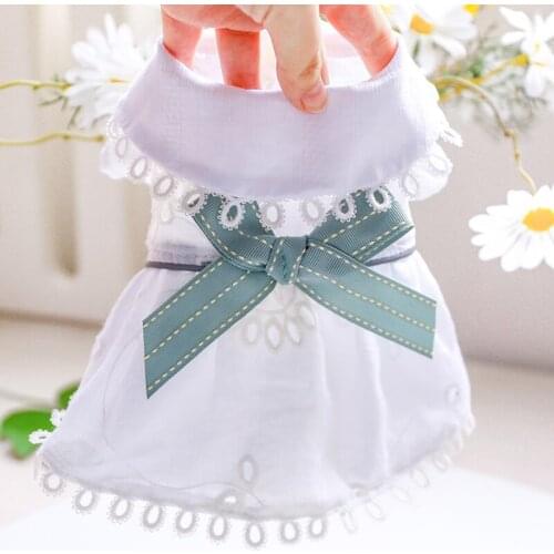New Dog Dress White Big Butterfly Bowknot Summer Clothes for Dogs