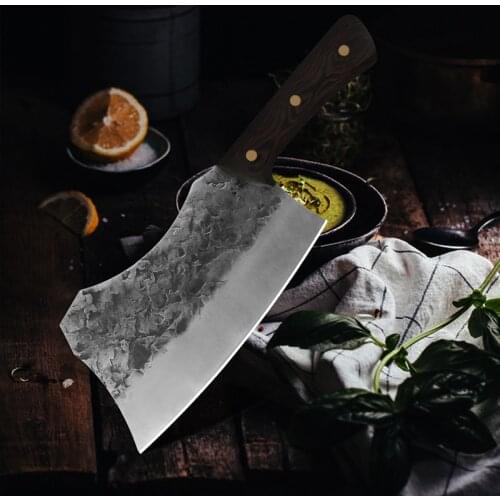 7.5" Bone Chopping Knife Handmade Forged Chinese Chef Knife Stainless Steel Kitchen Knife Meat Cleaver Slicing Butcher Knife