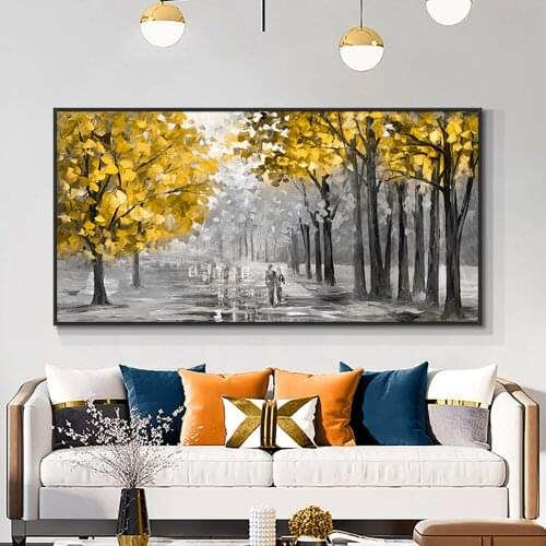 Palette Knife Oil Paintings Abstract Modern City Street View Buildings Picture Artwork Walking Wall Art For Living Room Unframed