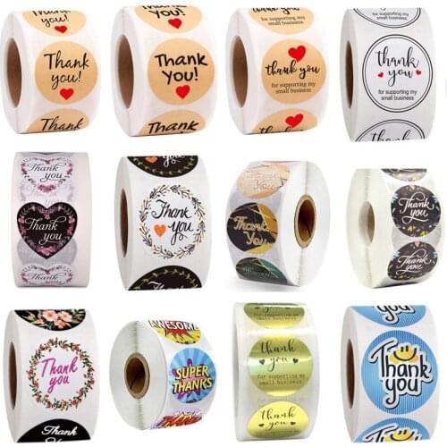 Gift sealing sticker 500pcs Printed smiley face cartoon of hearts thankyou thank you for your stickers Thank you seal stickers