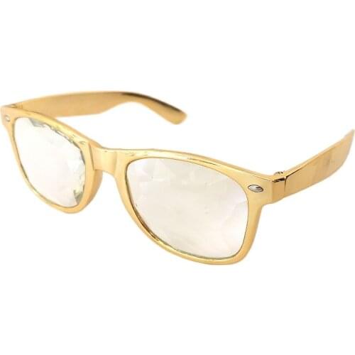 Gold Kaleidoscope Glasses Clear Real Glass Lens