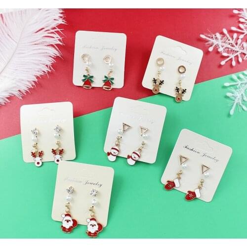 Christmas Earrings Ear Studs Santa Claus christmas tree Snowman reindeer Small bell glove Elk Christmas jewelry Gift women girl