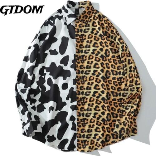 GTDOM Hip Hop Clothes Men Shirts And Tops 2020 Patchwork Color Fashion Blouses Turn-down Collar Long Sleeve Oversize Shirts