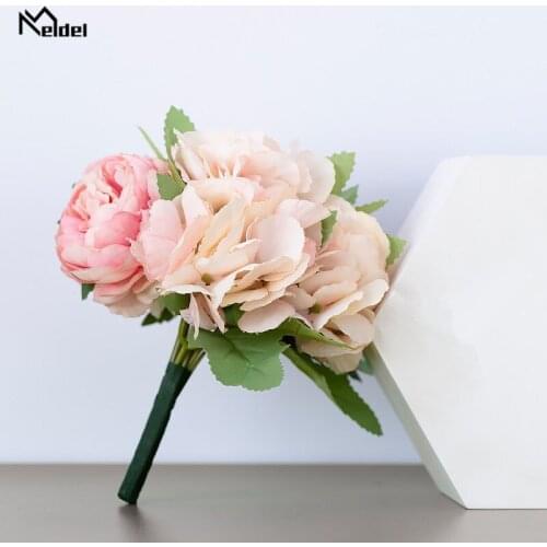 Silk Peonies Hydrangea Artificial Flowers Bouquet Silk Fake Flowers Wedding Home Decor Living Room Christmas Accessories Floral