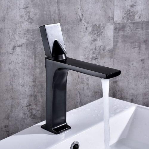 Bathroom Faucet Black Bronze Finish Single Handle Hot Cold Switch Water Mixer Taps Wash Basin Bathroom Deck Mounted Basin Faucet