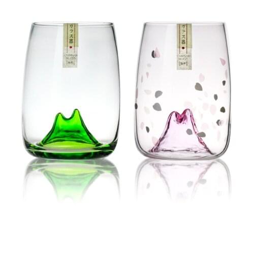 Japanese Light Luxury Style Lady Whiskey Glass Female Pink Cherry Mountain Wine Glasses Women Brandy Snifters XO Whisky Tumbler