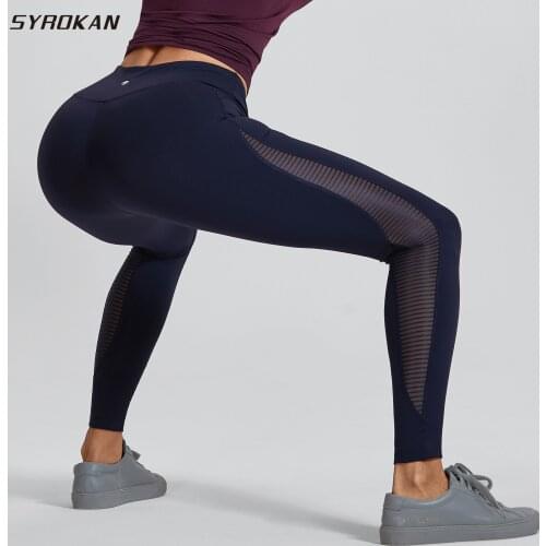 SYROKAN Clearance Sale Womens Winter Sports 4-Way-Stretch Mesh Pintucking Tights Sports Leggings