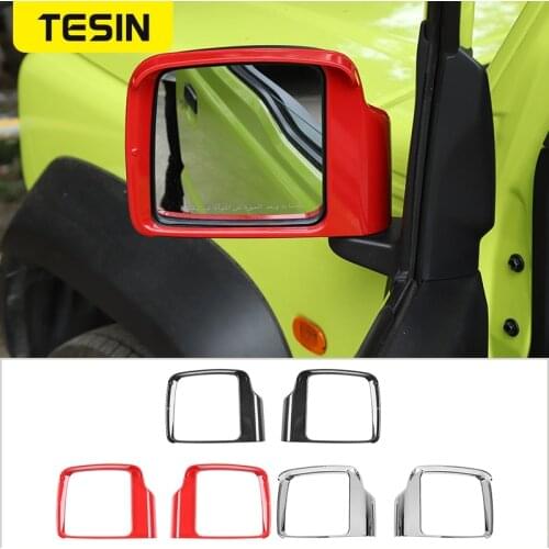 TESIN Car Exterior Rearview Mirror Rain Eyebrow Decoration Frame Cover Stickers for Suzuki Jimny 2019-2020 Accessories