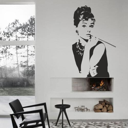 Audrey Hepburn Vinyl Wall Decal Breakfast At Tiffanys Art For Your Personal Bedroom, Living Room Modern Decor Wall Sticker 4474