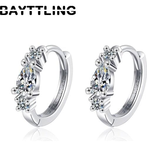 BAYTTLING 925 Sterling Silver Multicolor Zircon Circle Hoop Earrings For Women Fashion Earrings Jewelry Gifts