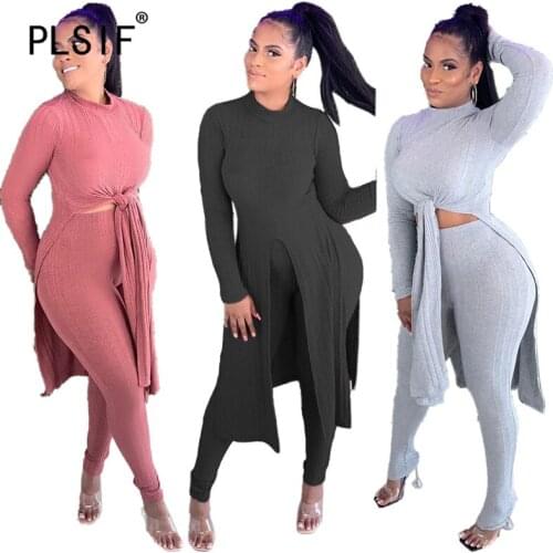 PLSIF Autumn winter women set long sleeve 2 pieces tops and long pant tracksuit lady casual outfits for women