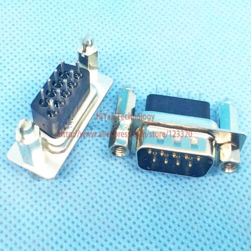 10pcs/lot) RS232 Parallel Serial Port DP9 DB9 9 Pin D Sub Male PCB Type Connector Increase In Height 12MM Plug COM Adapter