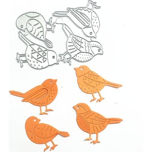 4PCS/Set Cutting Dies Birds Lovely Stickers Aesthetic Stamps Metal Stencil Scrapbooking DIY Art Handmade Paper Cutter
