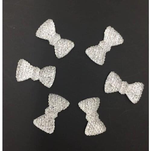 40pcs 11*20mm shiny mini bow flower crylic rhinestone Flat back Cabochon Art Supply Decoration Charm Craft -B640