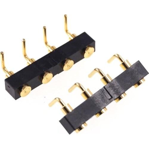 5 pcs Female Pogo Pins 4 Pin 4.0 mm Pitch 4 Position 5.95 mm Height Right Angle 90 Degree Contact Pad Through Hole Edge Mount