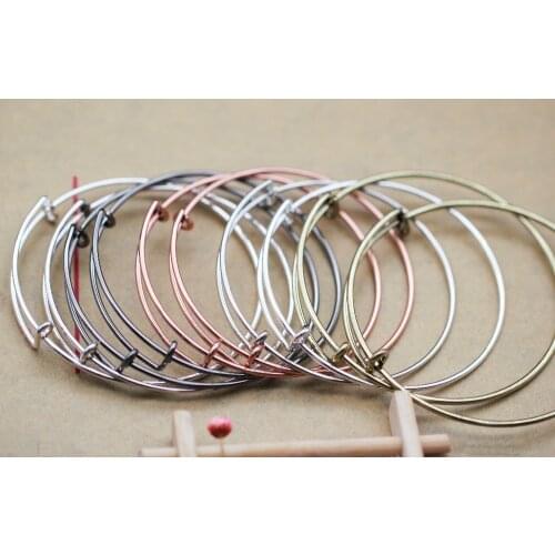 56mm Child Expandable Wire Bangles Bracelet Blank Cuff Adjustable Bangle Bracelets for DIY Jewelry Making 20pcs/Lot