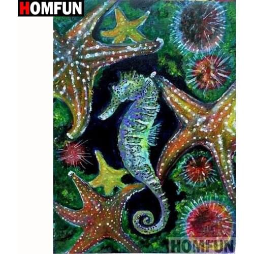 HOMFUN Full Square/Round Drill 5D DIY Diamond Painting "Seahorse starfish" Embroidery Cross Stitch 5D Home Decor Gift A18222