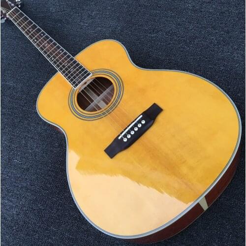 Free shipping blond OM28 acoustic guitar 00028 acoustic electric guitar round body classic acoustic guitar solid top guitar