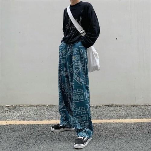 Wide Leg Baggy Pants Men Women High Waist Streetwear Print Womens Joggers Pants Korean Fashion Trousers Harajuku Loose Pants