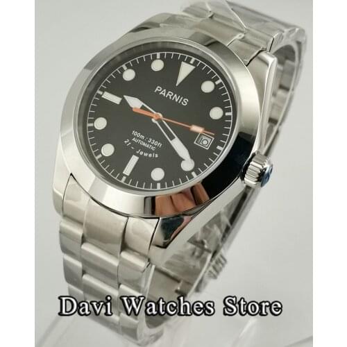 40mm Parnis Black Dial Top Fashion Luxury Mens Watches Sapphire Glass Miyota 8215 Automatic Movement Wristwatch For Men