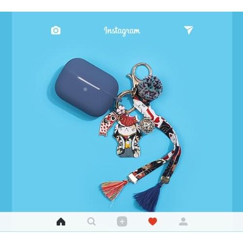 Japan Lucky Fish Silicone Earphone Case For AirPods Pro 1 2 Wireless Bluetooth Headset Box Cover With Cute Cat Flower Key Ring