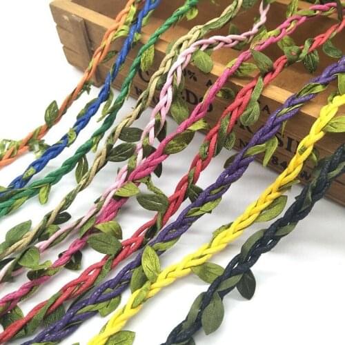 10M 5MM Width Burlap Leaf Ribbon Natural Wall Hanging Jute Vine Twine with Artificial Leaves for Wedding Party Decorations