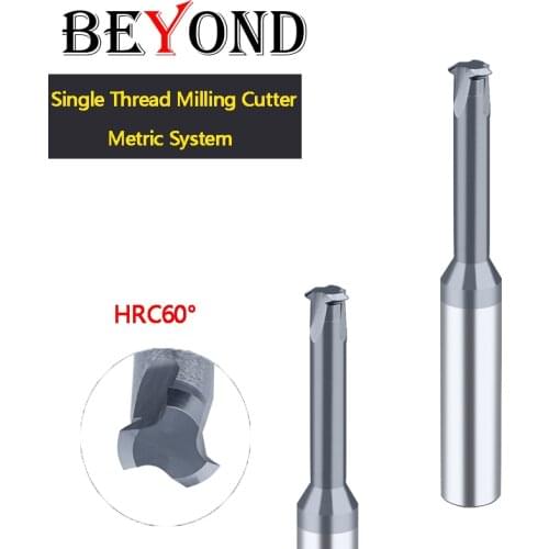 BEYOND Thread Cutter Single Edge Milling Tool Center Metric System Tungsten Carbide Steel Deep Hole M6 M8 M20 HRC60