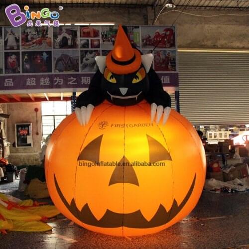 Halloween 3m height inflatable pumpkin and black cat with lighting toys