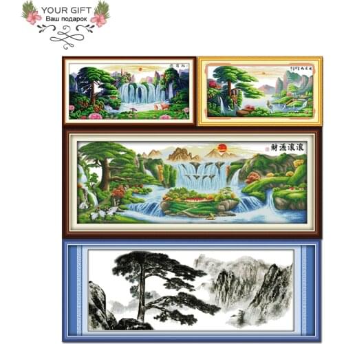 Joy Sunday F039(11)(12)(13)(14) 14CT 11CT Counted and Stamped Chinese Home Decoration Guest-greeting pine Cross Stitch kits