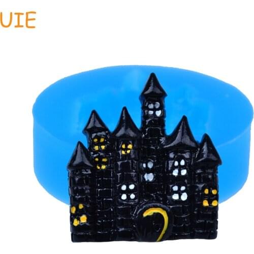 JYL272U 28.2mm Halloween Haunted Silicone Mold - Castle Push Mold Fondant Chocolate, Cake Decoration, Gum Paste, Resin Clay Mold