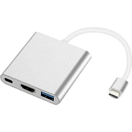 USB C to HDMI Adapter, 3 in 1 Multiport USB Type C to 4K HDMI, USB3.0 and USB C Power Delivery Port Converter Compatible