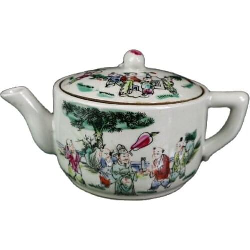 Chinese Old Porcelain Pastel Figure Pattern Holding Pot