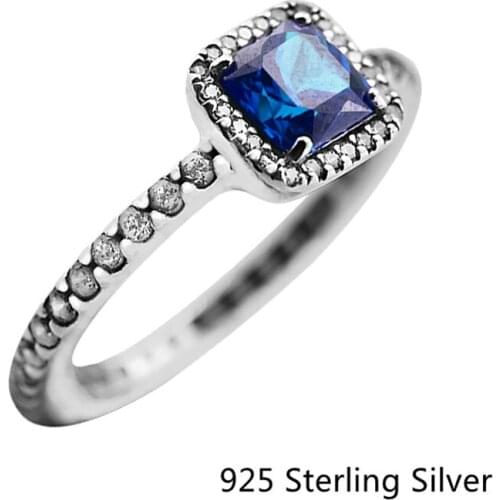 CKK Silver 925 Jewelry Blue Crystal Rings For Women Fashion Wedding Gift Sterling Silver Ring Making