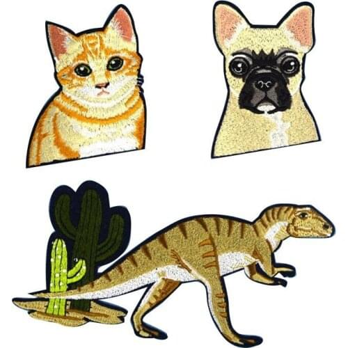 Cartoon cat puppy dinosaur cloth stickers gift for children DIY patch accessories for decoration on clothes