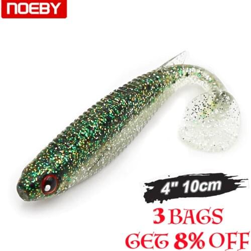 NOEBY Hot Sale 10cm Soft Lure Silicone Bait Rubber Grub Worm Shad Pesca Artificial Pike for Fishing Tackle S5485