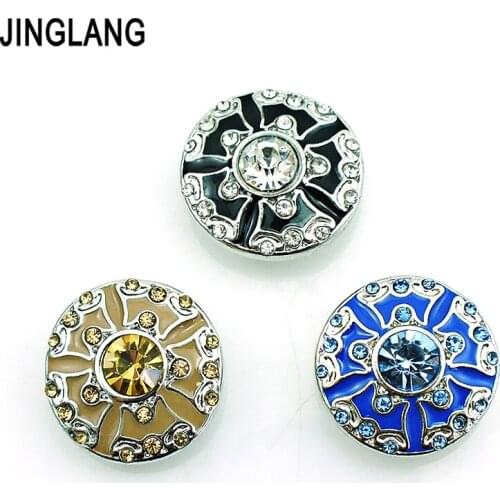 New Design Best Selling High Quality Fashion18mm Snap Buttons with Rhinestone DIY Interchangeable Jewelry Accessories