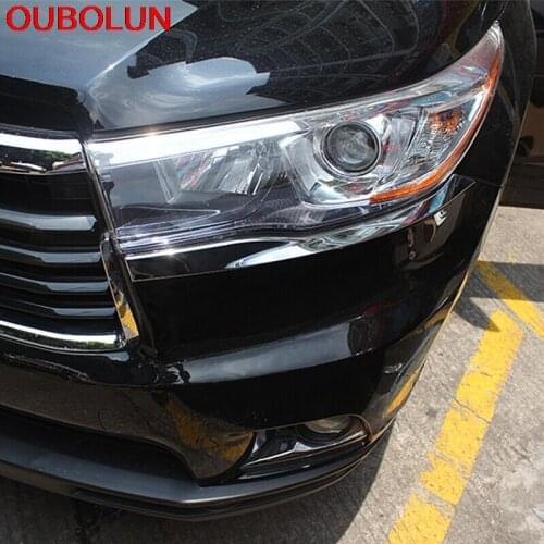 OUBOLUN Car Styling ABS Chrome For Toyota Highlander Kluger XU50 2014 2015 Front Rear Head Lamp Light headlamp Eyelid Trim