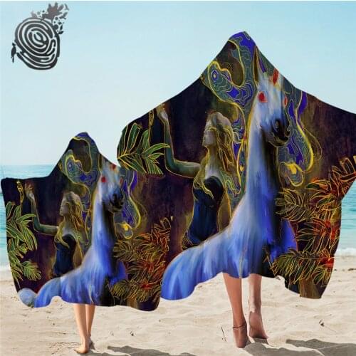 Mimosa Drops by Archan Nair Hooded Towel Unicorn Microfiber Bath Towel With Hood Princess White Horse Wearable Beach Blanket