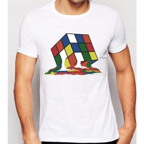 Printed Cube 2018 Casual Short T-shirts Men Fashion Printed Tops Mens Tee Shirt