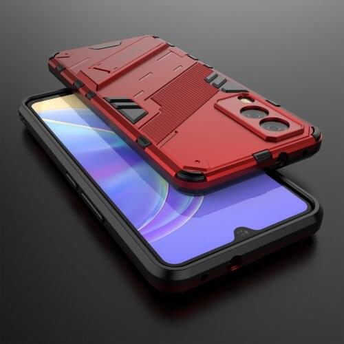 Shockproof Armor Rugged TPU Bumper Fundas Cover For VIVO V21e V21 E 4G 5G 6.44 Inch Case PC Stand Coque Shell Housing