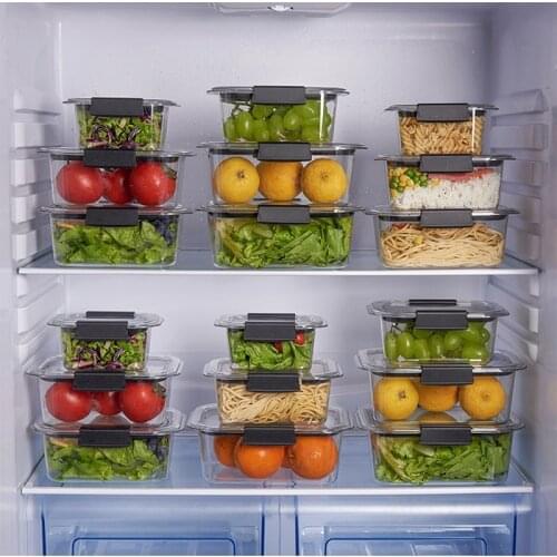 Transparent Food Storage Container Box With Lid Refrigerator Plastic Fruit Vegetable Storage Egg Meat Fresh Box Food Organizer