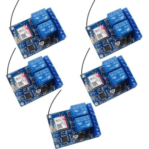 5Pcs 2 Channel Relay Module SMS GSM Remote Control Switch SIM800C STM32F103CBT6 for Greenhouse Oxygen Pump Smart H