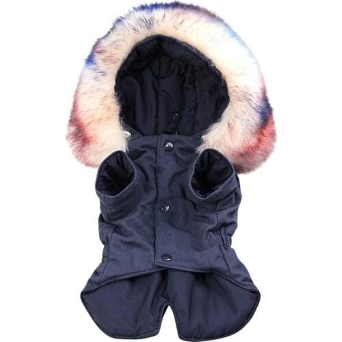 Luxury Small Dog Fur Collar Coat Clothes Puppy Pet Warm Jacket Winter Warmer