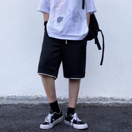 Jogger MenS Harajuku Loose Shorts Summer Stitching Five-Point Pants Trendy Ins Fashion Sports Shorts Women Streetwear